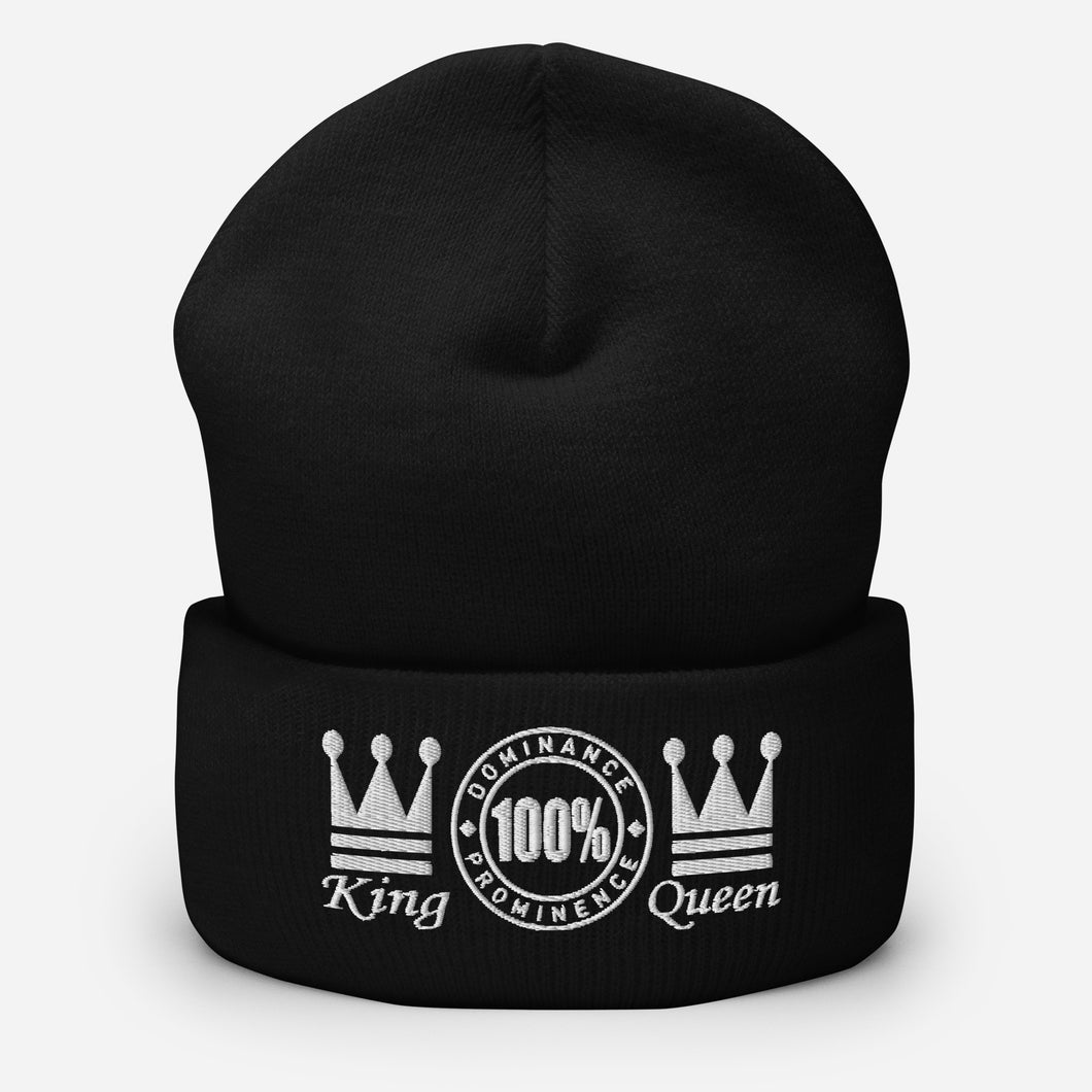 100% D.P King & Queen Empire Flat Embroidery 1 Cuffed Beanie