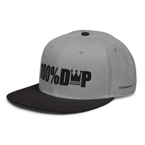 100% D.P Bold Logo (words left & right) #4 Flat Embroidery Snapback Hat