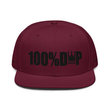 100% D.P Bold Logo (words left & right) #4 Flat Embroidery Snapback Hat