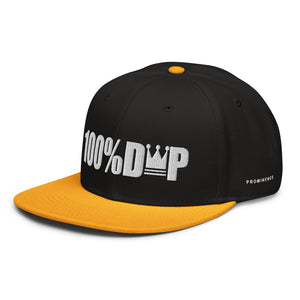100% D.P Bold Logo (words left & right) #2 Flat Embroidery Snapback Hat